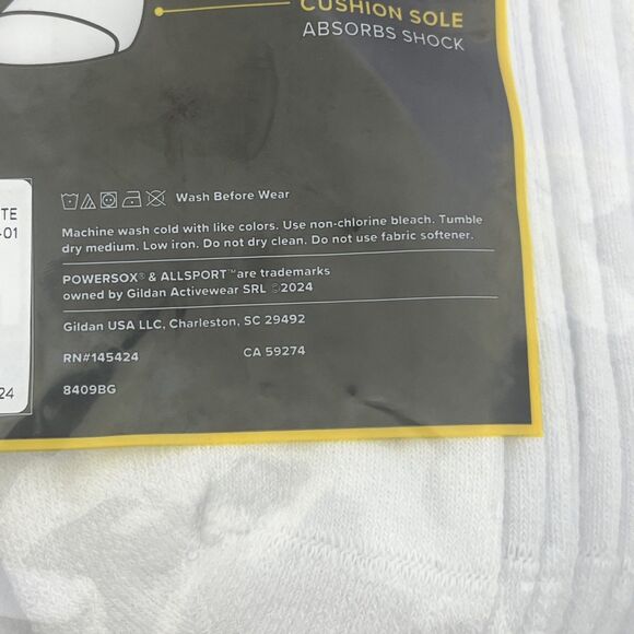 Powersox AllSport Men's No Show Socks 12 Pair White Size 6-12 NEW - Picture 4 of 6